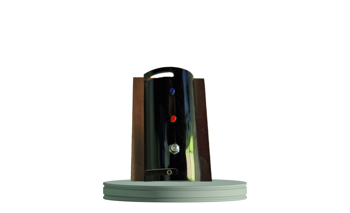 FireFly wood-stove assistant and its display podium, from the original project